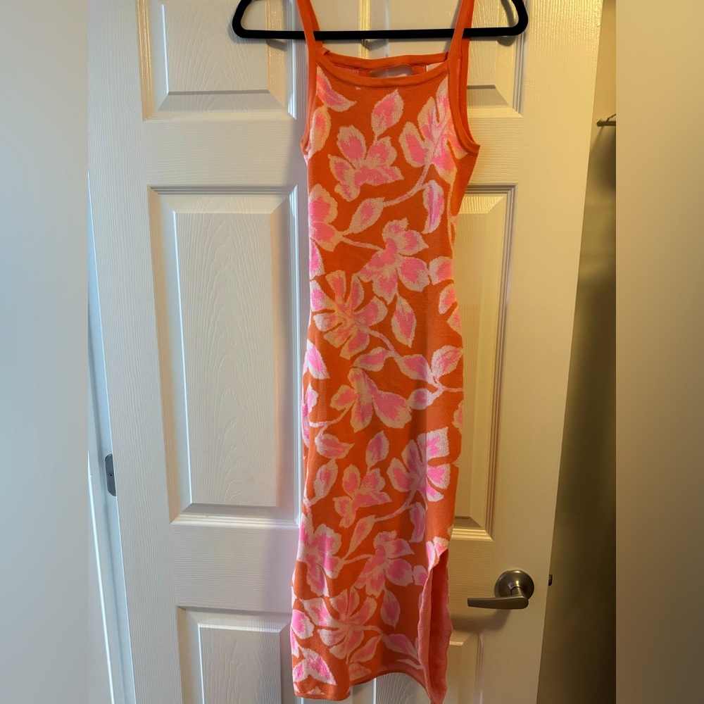 Hanauma bae bodycon midi dress - orange/pink. Great for summer!